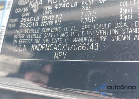 2017 Kia Sportage Lx from USA, damaged, VIN KNDPMCACXH7086143